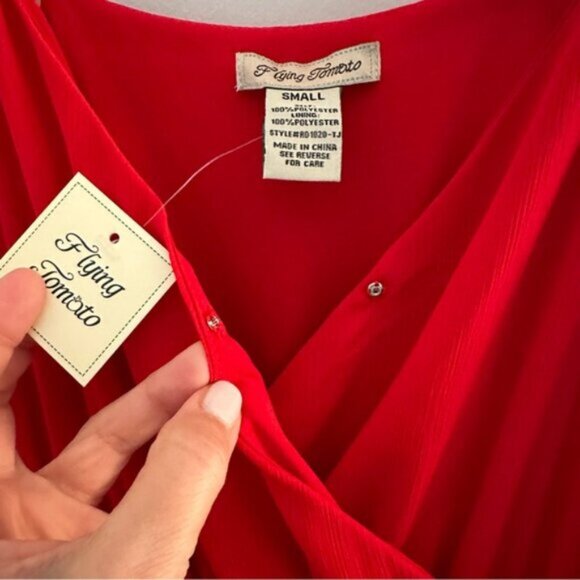 NWT Flying Tomato | Red Chiffon Tiered Ruffled Maxi Dress Size Small - Picture 10 of 11